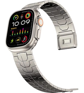 Apple Watch ile Uyumlu Titanyum Serisi Manyetik Tokalı Hafif ve Rahat Çelik Kordon Kayış (42-44-45-46-49 mm) Boyutlarına Uyumlu (Titanyum, Symetric)