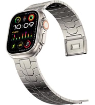 Apple Watch ile Uyumlu Titanyum Serisi Manyetik Tokalı Hafif ve Rahat Çelik Kordon Kayış (42-44-45-46-49 mm) Boyutlarına Uyumlu (Titanyum, Symetric)