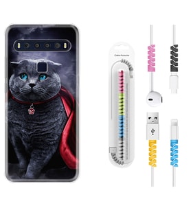 TCL 10L 10 Plus 10SE 20E 20SE 30SE L7 Kılıf Kablo Koruma Spiral Silikon Super Cat 1666