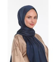 Düz Renk Diamond Seri Şal Eşarp Askısı ile Birlikte 75x200 cm İNDİGO-75x200