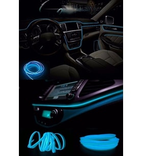 2 Metre Araç Içi Buz Mavisi Torpido Ledi Ip Şerit- Ip Neon Led - 2 Metre Buz Mavi (Siyah - Beyaz)
