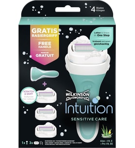 Lexroo Intuition Sensitive Care avantaj paketi, 3 yedek bıçaklı kadın tıraş makinesi