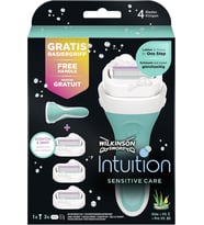 Lexroo Intuition Sensitive Care avantaj paketi, 3 yedek bıçaklı kadın tıraş makinesi