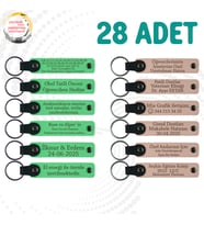 Fıstık Yeşili & Pudra, Yılbaşı Kutlamalarına Anlamlı Anı 28’li Set, Mesajlı Deri Hatıra Anahtarlık