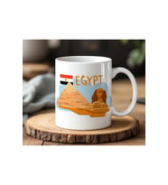 Egypt Mısır Tasarımlı Beyaz Seramik Baskılı Kupa Bardak 330ml