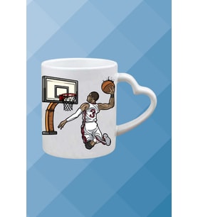 Basketboll Temalı Erkek Oyuncu Baskılı Kalpli Kulp Kupa Bardak Çay Kahve Fincanı-2