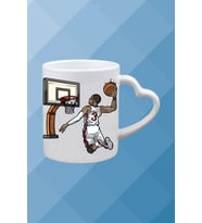 Basketboll Temalı Erkek Oyuncu Baskılı Kalpli Kulp Kupa Bardak Çay Kahve Fincanı-2