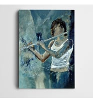 Yan Flüt Çalan İnsan Kanvas Tablo