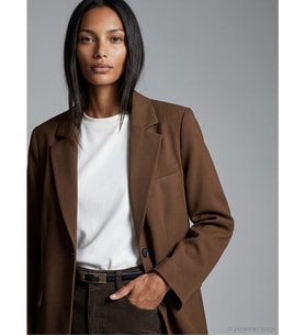 LCW Vision Bej Kruvaze Yaka Kadın Kaşe Blazer Ceket