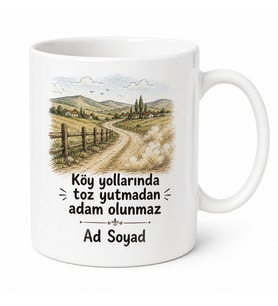 Köy Yolu Tozu Temalı Esprili Kupa Bardak Komik Hediye Porselen Mug