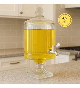 Elysia Desen Cam Şerbet-Meyve Suyu-Sıvıyağ-Su Sebili – 4.5 LT. (Şeffaf)