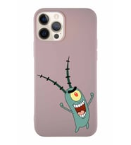 Apple iPhone 12 Pro Soft Premier Kapak Plankton Tasarımlı Silikon Kılıf - Pudra (Şeffaf)