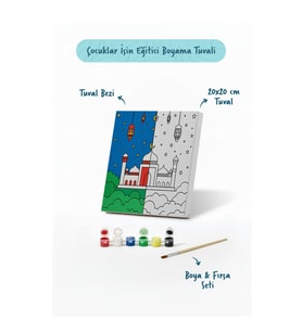 Renkli Minareli Cami Şövalesiz Boya Seti 20x20