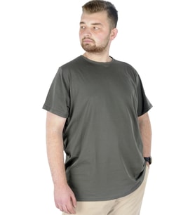 Mode XL Büyük Beden Likralı T-shirt Bisiklet Yaka 20149 Haki