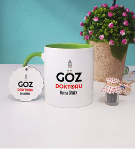 Göz Doktoru Kupa Bardak Yeşil ve Anahtarlık