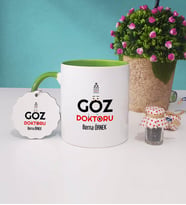 Göz Doktoru Kupa Bardak Yeşil ve Anahtarlık