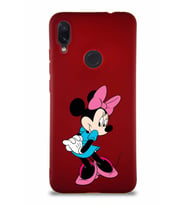 Xiaomi Redmi Note 7 Soft Premier Kapak Minnie Mouse-F Tasarımlı Silikon Kılıf - Mürdüm (Şeffaf)
