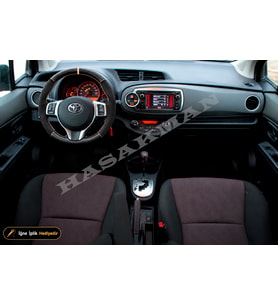 Toyota Prius XW30 Dikme Direksiyon Kılıfı Alcantara Süet Mat Karbon Bej Yüzük ve Dikiş Elegant-Premium 2009-2015