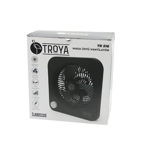 MASA ÜSTÜ VANTİLATÖR FAN=22CM 3 KADEME HIZ 40W  3 PERVANE  SİYAH PLS.STAND=28X27X13CM TR-516 GO-53-vice 00333