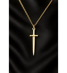 Kişiye Özel 925 Ayar Gümüş Şık Kılıç Model Kolye (Gold)