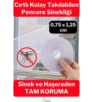 Ayarlanabilir Pratik Pencere Cam Kapı Sineklik Cırt Bantlı Hazır Yapışkanlı 0,75 cmx1,25 cm - 4 mt