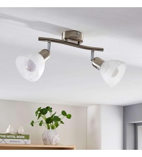 Rsylight 2 Lü inox 180 Derece Hareketli Beyaz Camlı Modern Dekoratif Avize