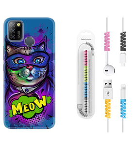 INFINIX Smart 4 5 6 Zero 8 S5 Pro Kılıf Kablo Koruma Spiral Silikon Super Meow 1715