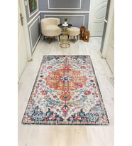 Parlak Kadife Kumaş Dijital Baskı Vintage Desenli Dot Kaymaz Tabanlı Halı H0099