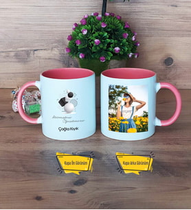 Geometri Öğretmeni Kupa Bardak Pembe Fotoğraflı Öğretmenler Günü Hediyesi