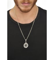 Erkek Antik Gümüş Kaplama Balta Kolye