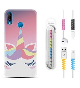 Huawei P20 Lite Mate 10 20 Lite Pro P40 Lite KılıfKablo Koruma Spiral Silikon Sweety Unicorn 1737