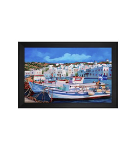 Manzara Temalı Kanvas Tablo 50 x 70 cm Siyah Çerçeve