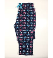 Kalp Desenli Cepsiz Kışlık Polar Kadın Pijama Altı (Lacivert)
