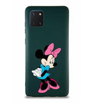Samsung Galaxy A81 Soft Premier Kapak Minnie Mouse-F Tasarımlı Silikon Kılıf - Yeşil (Şeffaf)