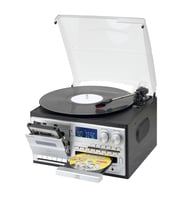 Ultratekno Hepsi Bir Arada Elektrikli Vintage Plak Çalar CD Çalar Kaset USB Bluetooth Tf Aux Özellikli Kumandalı Pikap (Gümüş)