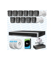 Provzen Hikvision 11’li İP 4MP Güvenlik Kamerası Seti Colorvu Mikrofonlu Olay Anında Bildirim