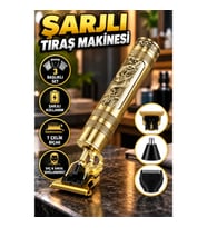 HK-34 Şarjlı Tıraş Makinesi Seti 3 Başlıklı T Çelik Bıçaklı Saç ve Sakal Şekillendirici