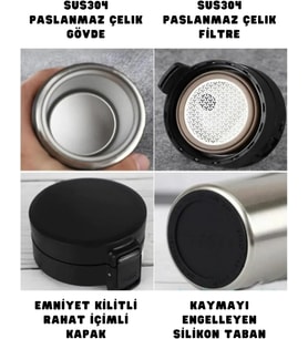 400ml Filtreli Rahat İçim Kilitlenebilir Paslanmaz Çelik Termos Kahve Mug BPA İçermez (Kırmızı)