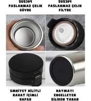 400ml Filtreli Rahat İçim Kilitlenebilir Paslanmaz Çelik Termos Kahve Mug BPA İçermez (Kırmızı)