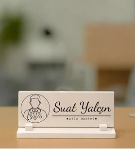 Kişiye Özel Aile Hekimi Temalı Masaüstü Taş İsimlik