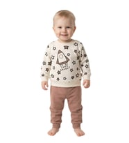 Erkek Çocuk Önü Baskılı Sweatshirt Ve Eşofman Alt Takım BGL-ST05253 (Açık Kahverengi)