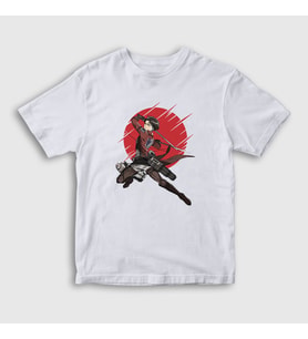 Presmono Unisex Çocuk Beyaz Levi Anime Attack On Titan T-Shirt 123777tt (Beyaz)