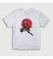 Presmono Unisex Çocuk Beyaz Levi Anime Attack On Titan T-Shirt 123777tt (Beyaz)