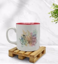 BK Gift Kişiye Özel Nostaljik Tasarımlı İçi Kırmızı Renkli Kupa Bardak Model 1