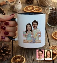 Kişiye Özel Karikatür Yemek Yapan Romantik Çift Kupa Bardak Sevgililer Günü Hediyesi