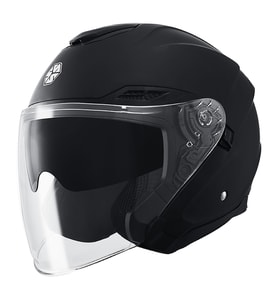 Motosiklet Yarım Açık Kask Güneş Vizörlü Motor Kask Mat Black