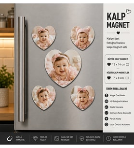 Kalp Fotoğraf Magneti Kız Bebeğe Kişiselleştirilebilir İlk Anılar ve Büyüme Hatırası