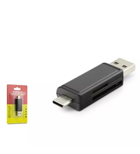 Hadron HDX7026 USB ve Type-C Çift Girişli MicroSD Kart Okuyucu OTG - SİYAH