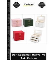 Özel Üretim Lüks Şık Bölmeli Organizer Aynalı Estetik Kaliteli Deri Kaplamalı Makyaj Takı Kutusu