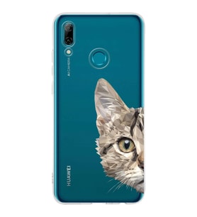 Huawei P Smart 2019 Uyumlu Kapak Catface Tasarımlı Şeffaf Silikon Kılıf
